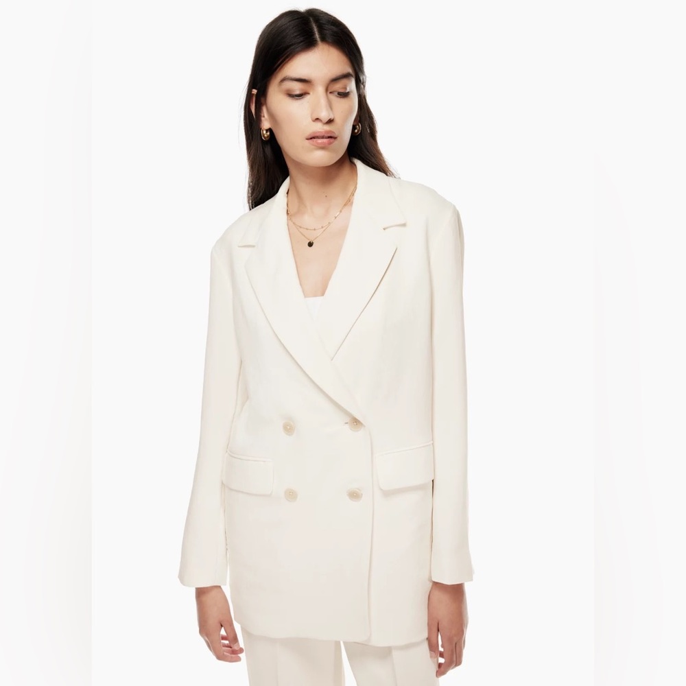 Aritzia Wilfred Cherrelle Light Birch new Formal Wedding Oversized Blazer Size L - Picture 3 of 15